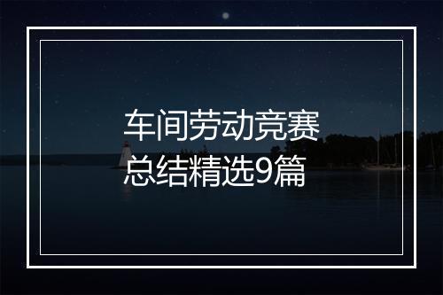 车间劳动竞赛总结精选9篇