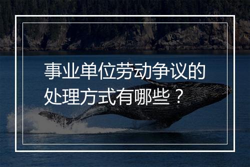 事业单位劳动争议的处理方式有哪些？