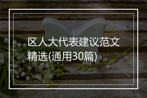 区人大代表建议范文精选(通用30篇)