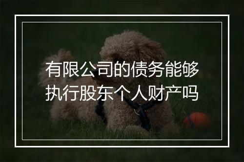 有限公司的债务能够执行股东个人财产吗