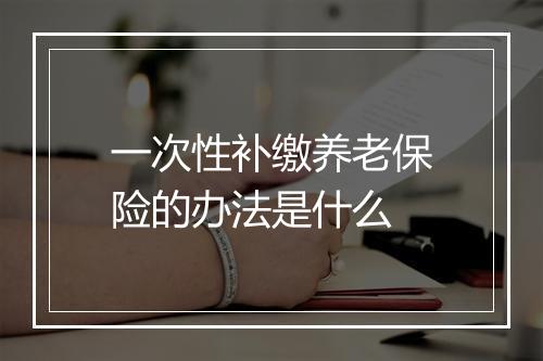 一次性补缴养老保险的办法是什么