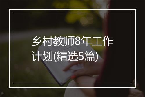 乡村教师8年工作计划(精选5篇)