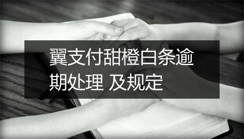 翼支付甜橙白条逾期处理 及规定