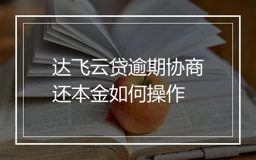 达飞云贷逾期协商还本金如何操作