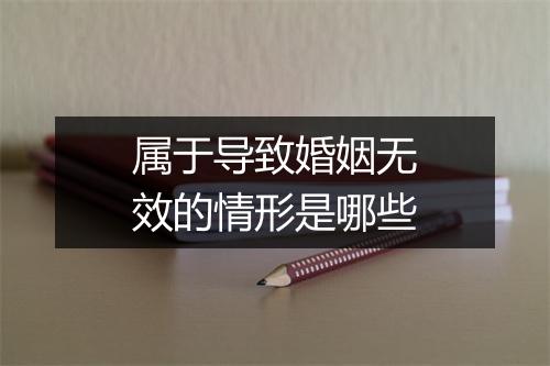 属于导致婚姻无效的情形是哪些