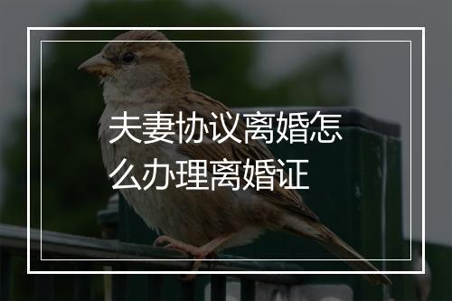 夫妻协议离婚怎么办理离婚证