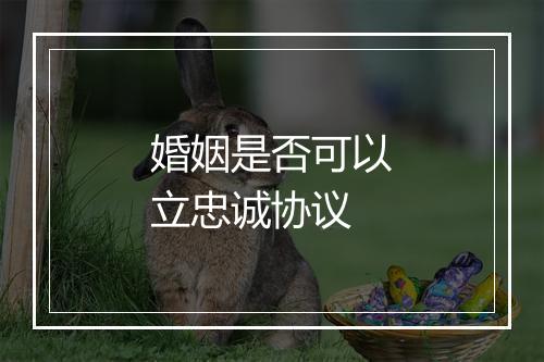 婚姻是否可以立忠诚协议