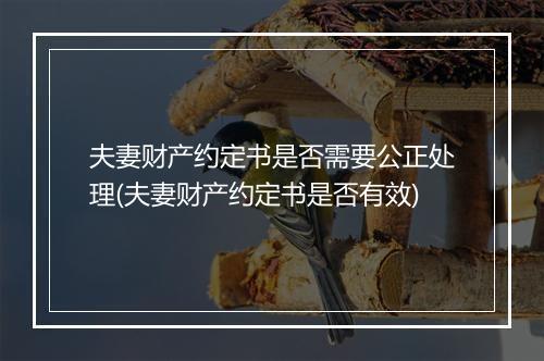 夫妻财产约定书是否需要公正处理(夫妻财产约定书是否有效)