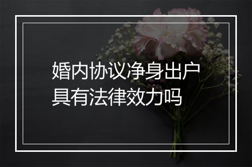 婚内协议净身出户具有法律效力吗