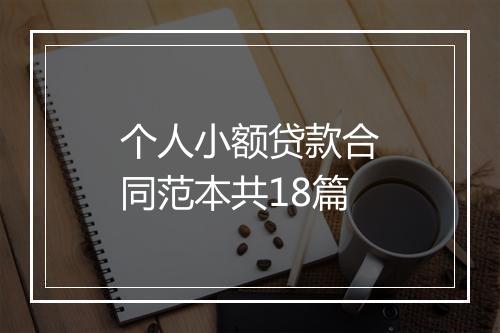 个人小额贷款合同范本共18篇