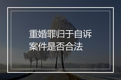 重婚罪归于自诉案件是否合法