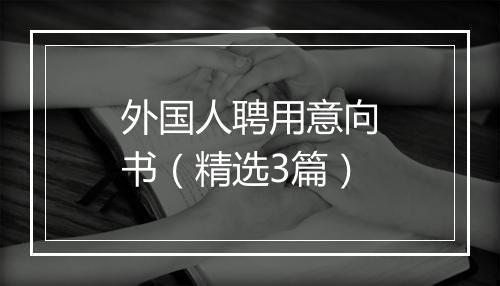 外国人聘用意向书（精选3篇）