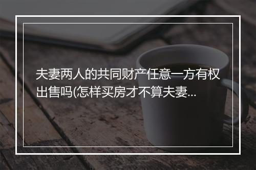 夫妻两人的共同财产任意一方有权出售吗(怎样买房才不算夫妻共同财产)