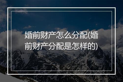 婚前财产怎么分配(婚前财产分配是怎样的)