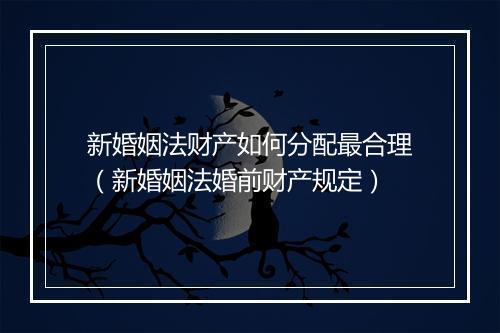 新婚姻法财产如何分配最合理（新婚姻法婚前财产规定）