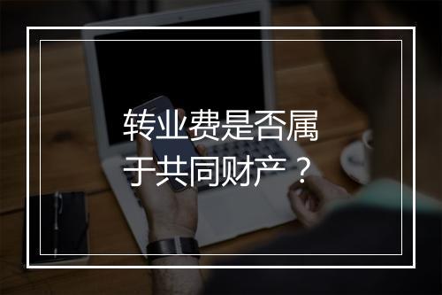 转业费是否属于共同财产？