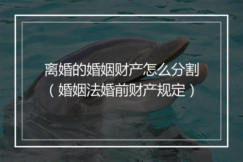 离婚的婚姻财产怎么分割（婚姻法婚前财产规定）