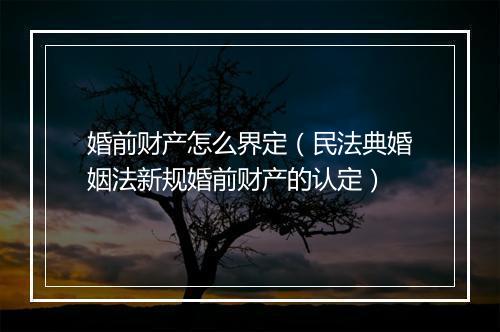 婚前财产怎么界定（民法典婚姻法新规婚前财产的认定）