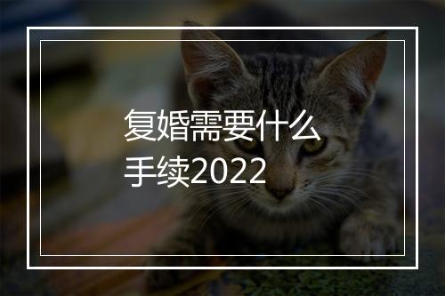 复婚需要什么手续2022