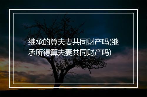 继承的算夫妻共同财产吗(继承所得算夫妻共同财产吗)