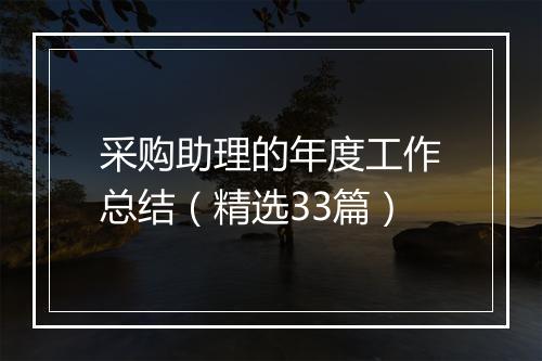 采购助理的年度工作总结（精选33篇）