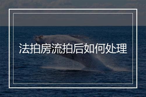 法拍房流拍后如何处理