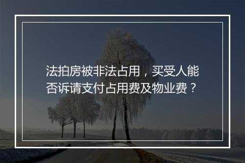 法拍房被非法占用，买受人能否诉请支付占用费及物业费？