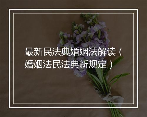 最新民法典婚姻法解读（婚姻法民法典新规定）