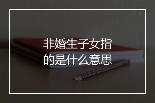 非婚生子女指的是什么意思