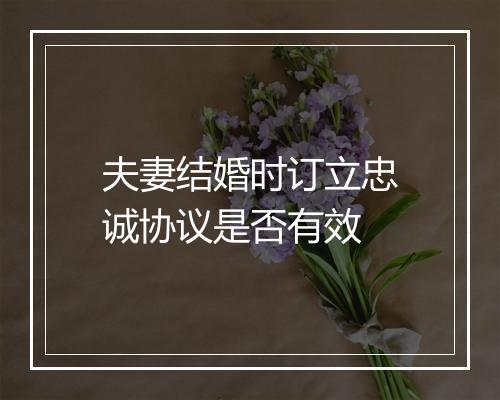 夫妻结婚时订立忠诚协议是否有效