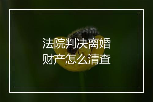 法院判决离婚财产怎么清查