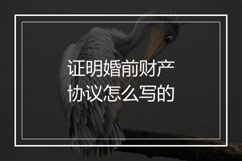 证明婚前财产协议怎么写的
