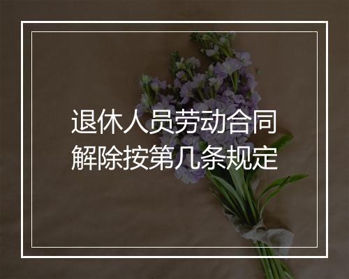 退休人员劳动合同解除按第几条规定