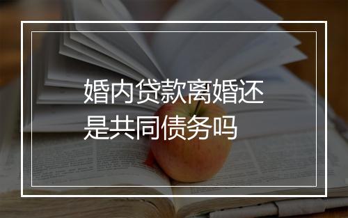 婚内贷款离婚还是共同债务吗