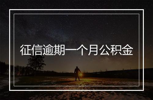 征信逾期一个月公积金