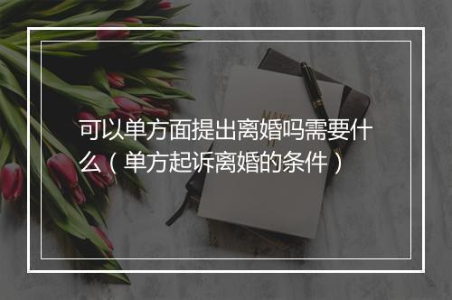 可以单方面提出离婚吗需要什么（单方起诉离婚的条件）