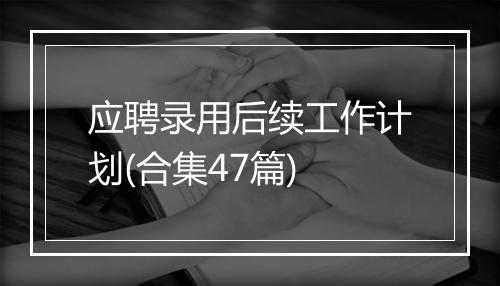 应聘录用后续工作计划(合集47篇)