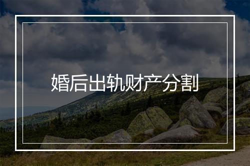 婚后出轨财产分割
