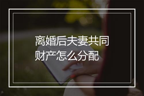 离婚后夫妻共同财产怎么分配