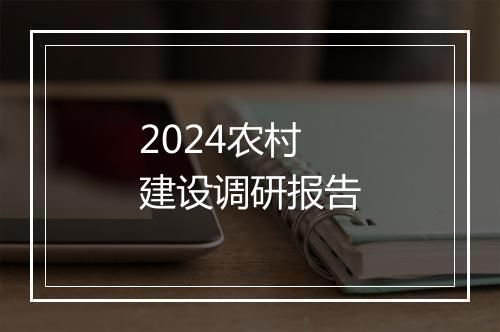 2024农村建设调研报告