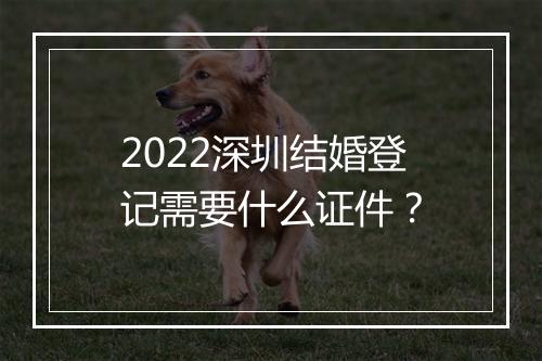 2022深圳结婚登记需要什么证件？