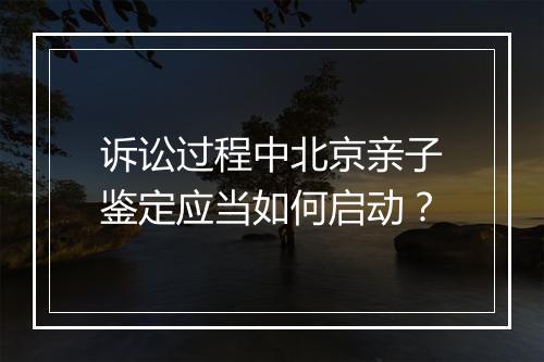 诉讼过程中北京亲子鉴定应当如何启动？