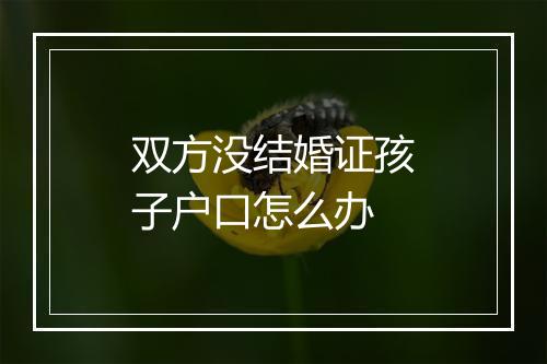 双方没结婚证孩子户口怎么办