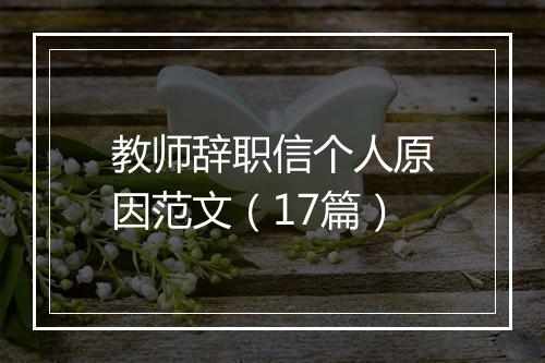教师辞职信个人原因范文（17篇）
