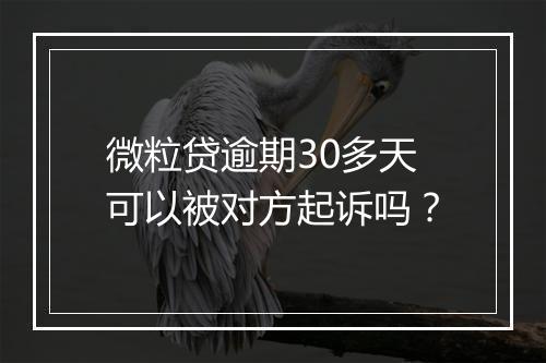 微粒贷逾期30多天可以被对方起诉吗？
