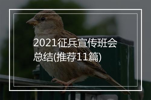 2021征兵宣传班会总结(推荐11篇)