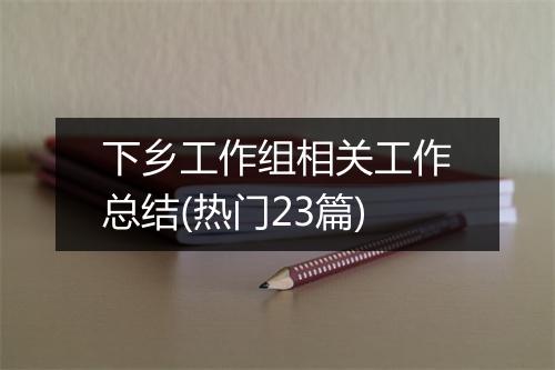 下乡工作组相关工作总结(热门23篇)