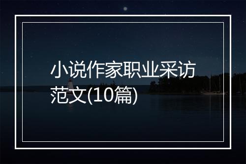 小说作家职业采访范文(10篇)