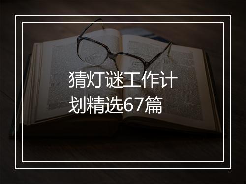 猜灯谜工作计划精选67篇