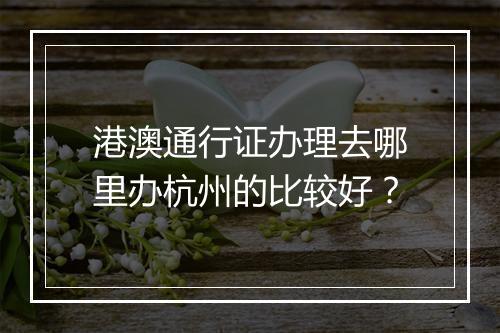 港澳通行证办理去哪里办杭州的比较好？
